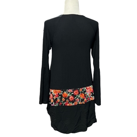 Desigual T-Shirt “Audrey” Floral Bell Sleeve Mandala High Low - Picture 6 of 12